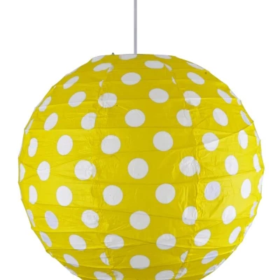 Papírové stínidlo KOKON - 40cm, koule, puntíky, žluté