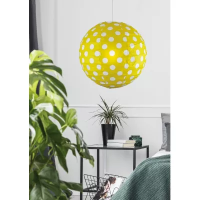 Papírové stínidlo KOKON - 40cm, koule, puntíky, žluté