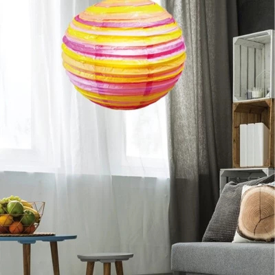Papírové stínidlo KOKON - 50cm, koule, oranžové / růžové