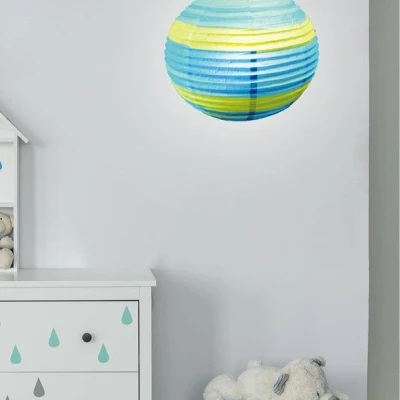 Papírové stínidlo KOKON - 50cm, koule, modré / zelené