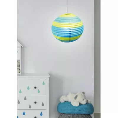 Papírové stínidlo KOKON - 50cm, koule, modré / zelené