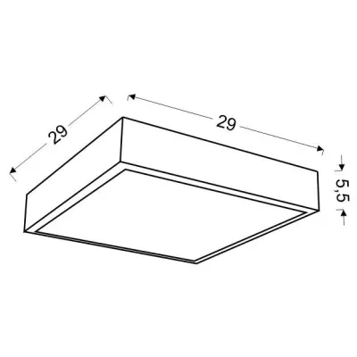LED nástěnné / stropní svítídlo LUX - 16W, 4000K (denní bílá), 29x29cm, hranaté, stříbrné