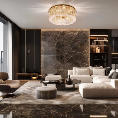 Stropní moderní osvětlení MARANGA - 10xE14, 10W, zlaté / čiré