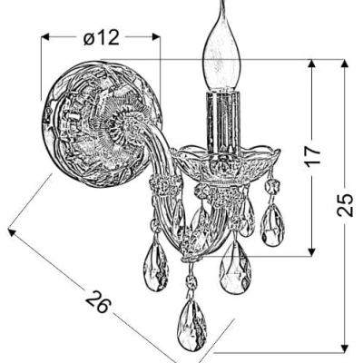 Nástěnné osvětlení MARIA TERESA - 1xE14, 40W, zlaté