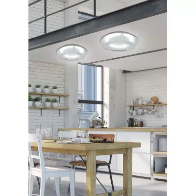 Moderní stropní LED osvětlení MERLE - 18W, 3000K (teplá bílá), 40cm, kulaté, stříbrné