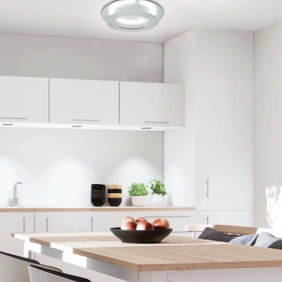 Moderní stropní LED osvětlení MERLE - 18W, 3000K (teplá bílá), 40cm, kulaté, stříbrné