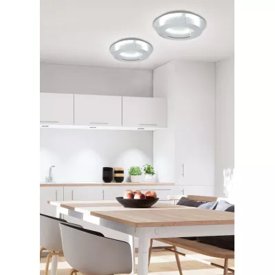 Moderní stropní LED osvětlení MERLE - 18W, 3000K (teplá bílá), 40cm, kulaté, stříbrné