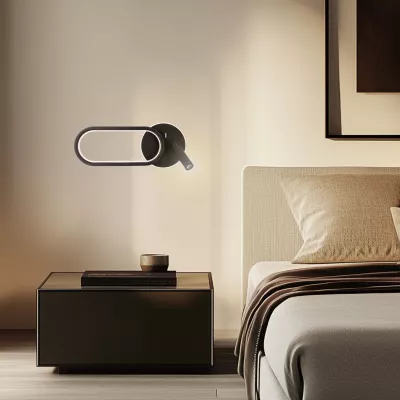 LED nástěnná lampa k posteli MONET - 13W, 3000-6000K (teplá-studená bílá), černá