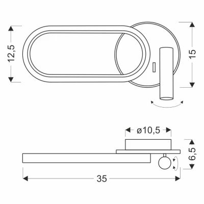 LED nástěnná lampa k posteli MONET - 13W, 3000-6000K (teplá-studená bílá), černá