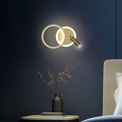 LED nástěnná lampa k posteli MONET - 18W, 3000K (teplá bílá), zlatá