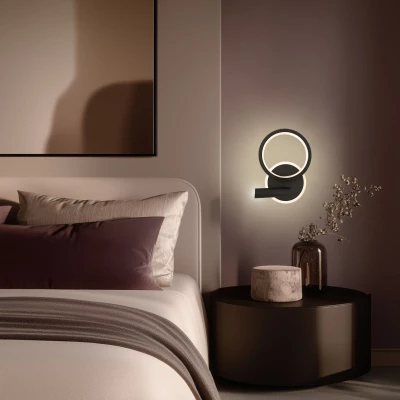 LED nástěnná lampa k posteli MONET - 18W, 3000K (teplá bílá), černá