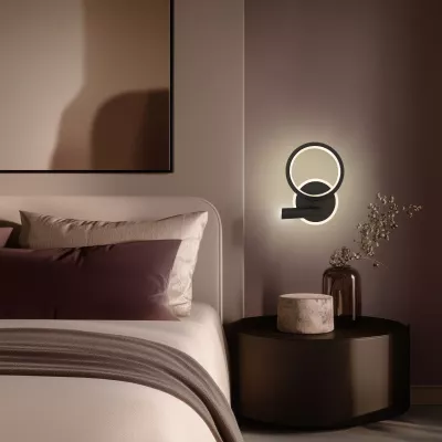 LED nástěnná lampa k posteli MONET - 18W, 3000K (teplá bílá), černá