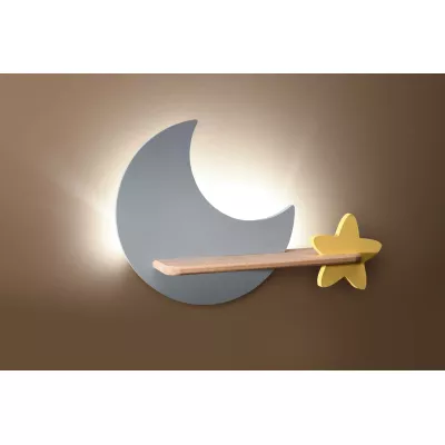 Dětské nástěnné LED světlo do zásuvky MOON - 5W, 4000K (denní bílá), šedé / žluté