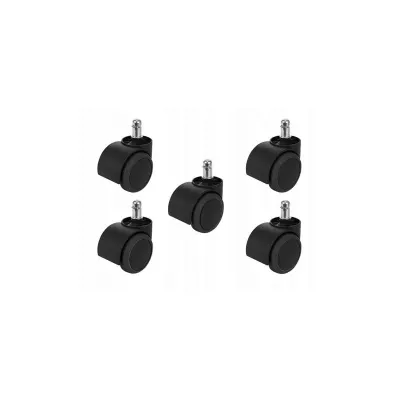 VÝPRODEJ - Set 5x gumové kolečko k otočným židlím TRIIN - černý