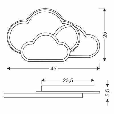 Dětské nástěnné LED světlo OBLACI - 24W, 2800-6500K (teplá-studená bílá), bílé