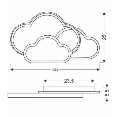 Dětské nástěnné LED světlo OBLACI - 24W, 2800-6500K (teplá-studená bílá), bílé