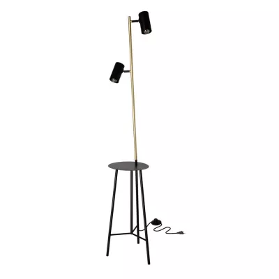 Designová podlahová lampa PERRET - 2xGU10, 15W, černá / zlatá