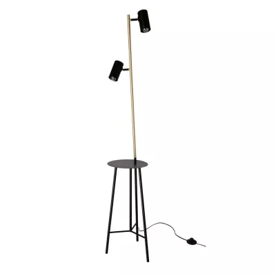 Designová podlahová lampa PERRET - 2xGU10, 15W, černá / zlatá