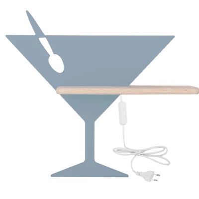 Dětské nástěnné LED světlo s poličkou do zásuvky PICCOLO - 4W, 4000K (denní bílá), modré