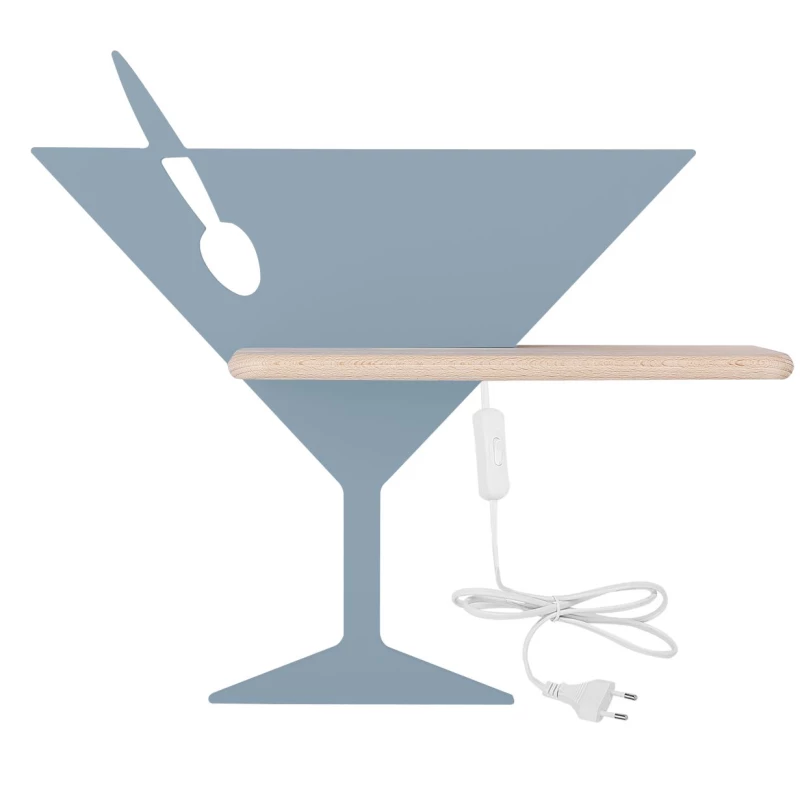 Dětské nástěnné LED světlo s poličkou do zásuvky PICCOLO - 4W, 4000K (denní bílá), modré