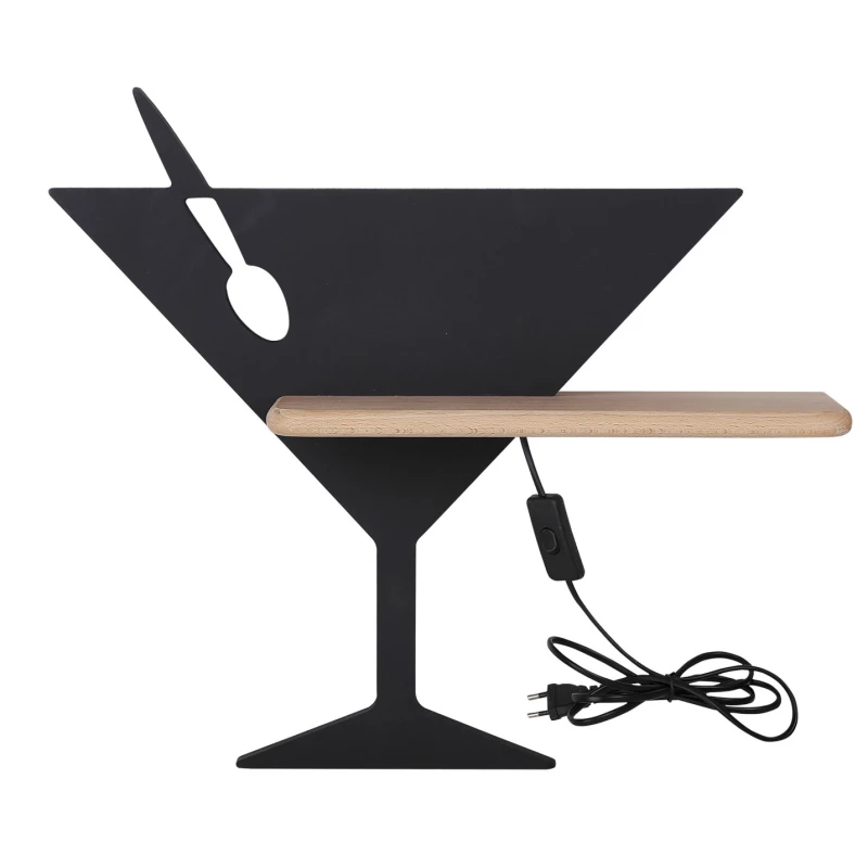 Dětské nástěnné LED světlo s poličkou do zásuvky PICCOLO - 4W, 4000K (denní bílá), černé