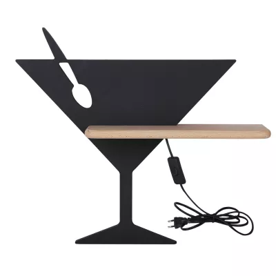 Dětské nástěnné LED světlo s poličkou do zásuvky PICCOLO - 4W, 4000K (denní bílá), černé