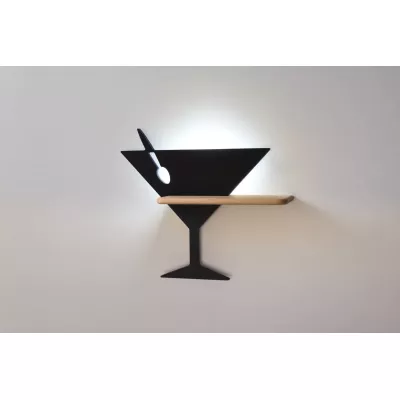 Dětské nástěnné LED světlo s poličkou do zásuvky PICCOLO - 4W, 4000K (denní bílá), černé