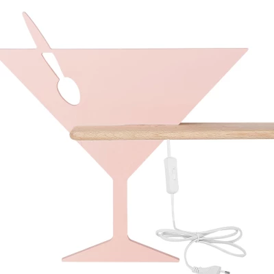 Dětské nástěnné LED světlo s poličkou do zásuvky PICCOLO - 4W, 4000K (denní bílá), růžové