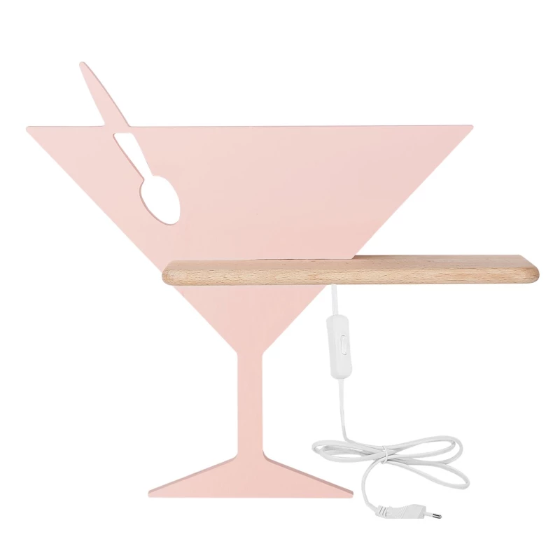 Dětské nástěnné LED světlo s poličkou do zásuvky PICCOLO - 4W, 4000K (denní bílá), růžové