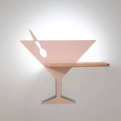 Dětské nástěnné LED světlo s poličkou do zásuvky PICCOLO - 4W, 4000K (denní bílá), růžové