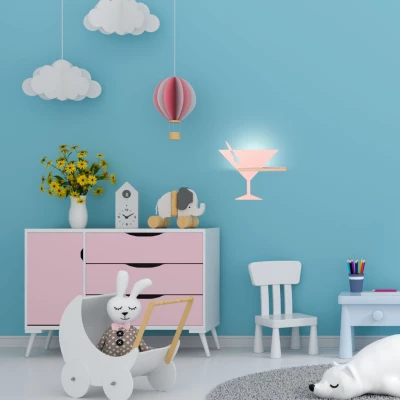 Dětské nástěnné LED světlo s poličkou PICCOLO - 4W, 4000K (denní bílá), růžové