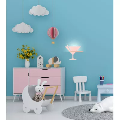 Dětské nástěnné LED světlo s poličkou PICCOLO - 4W, 4000K (denní bílá), růžové