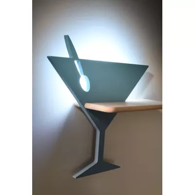 Dětské nástěnné LED světlo s poličkou PICCOLO - 4W, 4000K (denní bílá), modré