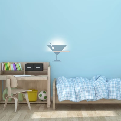 Dětské nástěnné LED světlo s poličkou PICCOLO - 4W, 4000K (denní bílá), modré