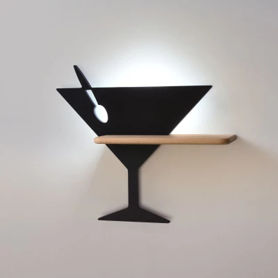 Dětské nástěnné LED světlo s poličkou PICCOLO - 4W, 4000K (denní bílá), černé