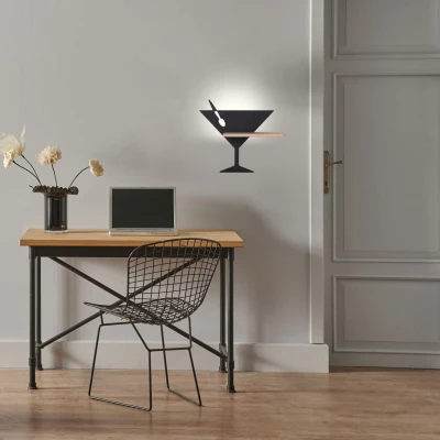 Dětské nástěnné LED světlo s poličkou PICCOLO - 4W, 4000K (denní bílá), černé