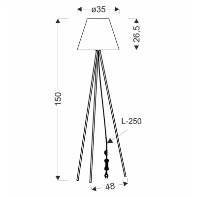 Designová lampa trojnožka PLATINO - 1xE27, 40W, černá / stříbrná