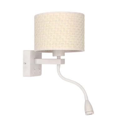 Nástěnná lampa se čtecím ramenem POLO - 1xE27, 40W + LED 2W, 3200K (teplá bílá), bílá / krémová