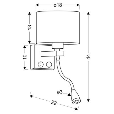 Nástěnná lampa se čtecím ramenem POLO - 1xE27, 40W + LED 2W, 3200K (teplá bílá), bílá / krémová