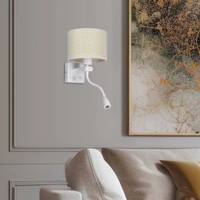 Nástěnná lampa se čtecím ramenem POLO - 1xE27, 40W + LED 2W, 3200K (teplá bílá), bílá / krémová