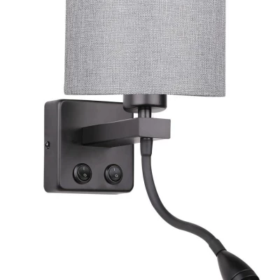 Nástěnná lampa se čtecím ramenem POLO - 1xE27, 40W + LED 2W, 3200K (teplá bílá), černá / šedá
