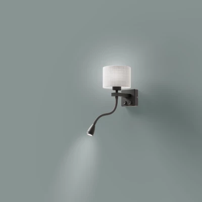 Nástěnná lampa se čtecím ramenem POLO - 1xE27, 40W + LED 2W, 3200K (teplá bílá), černá / šedá