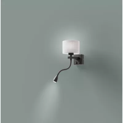 Nástěnná lampa se čtecím ramenem POLO - 1xE27, 40W + LED 2W, 3200K (teplá bílá), černá / šedá