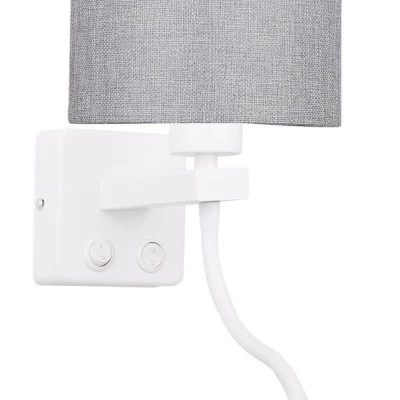 Nástěnná lampa se čtecím ramenem POLO - 1xE27, 40W + LED 2W, 3200K (teplá bílá), bílá / šedá