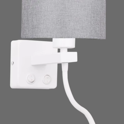 Nástěnná lampa se čtecím ramenem POLO - 1xE27, 40W + LED 2W, 3200K (teplá bílá), bílá / šedá