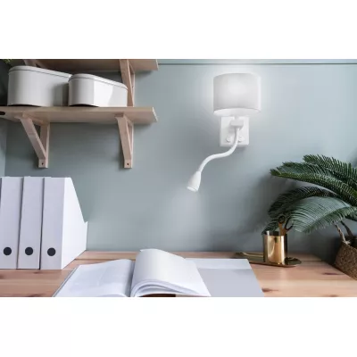 Nástěnná lampa se čtecím ramenem POLO - 1xE27, 40W + LED 2W, 3200K (teplá bílá), bílá / šedá