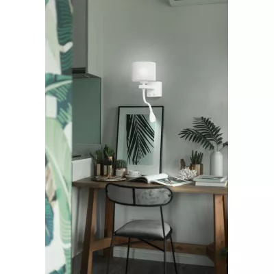 Nástěnná lampa se čtecím ramenem POLO - 1xE27, 40W + LED 2W, 3200K (teplá bílá), bílá / šedá
