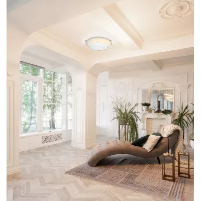 Nástěnné / stropní LED kulaté svítidlo PRISTINA - 16W, 3000K (teplá bílá), 40cm, bílé / čiré