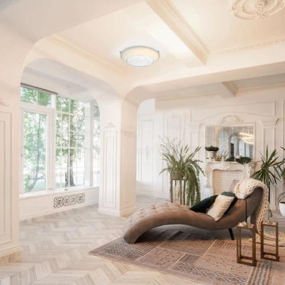 Nástěnné / stropní LED kulaté svítidlo PRISTINA - 16W, 4000K (denní bílá), 40cm, bílé / čiré