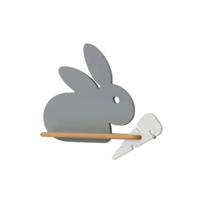 Dětské LED nástěnné světlo s poličkou RABBIT - 4W, 4000K (denní bílá), šedé / bílé